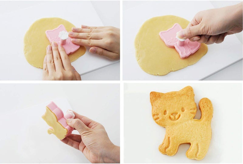 Aprildecember Cat Shape Animal Plunger Cookie Cutters Set, Food Grade Fondant Stamper Set - Image 2